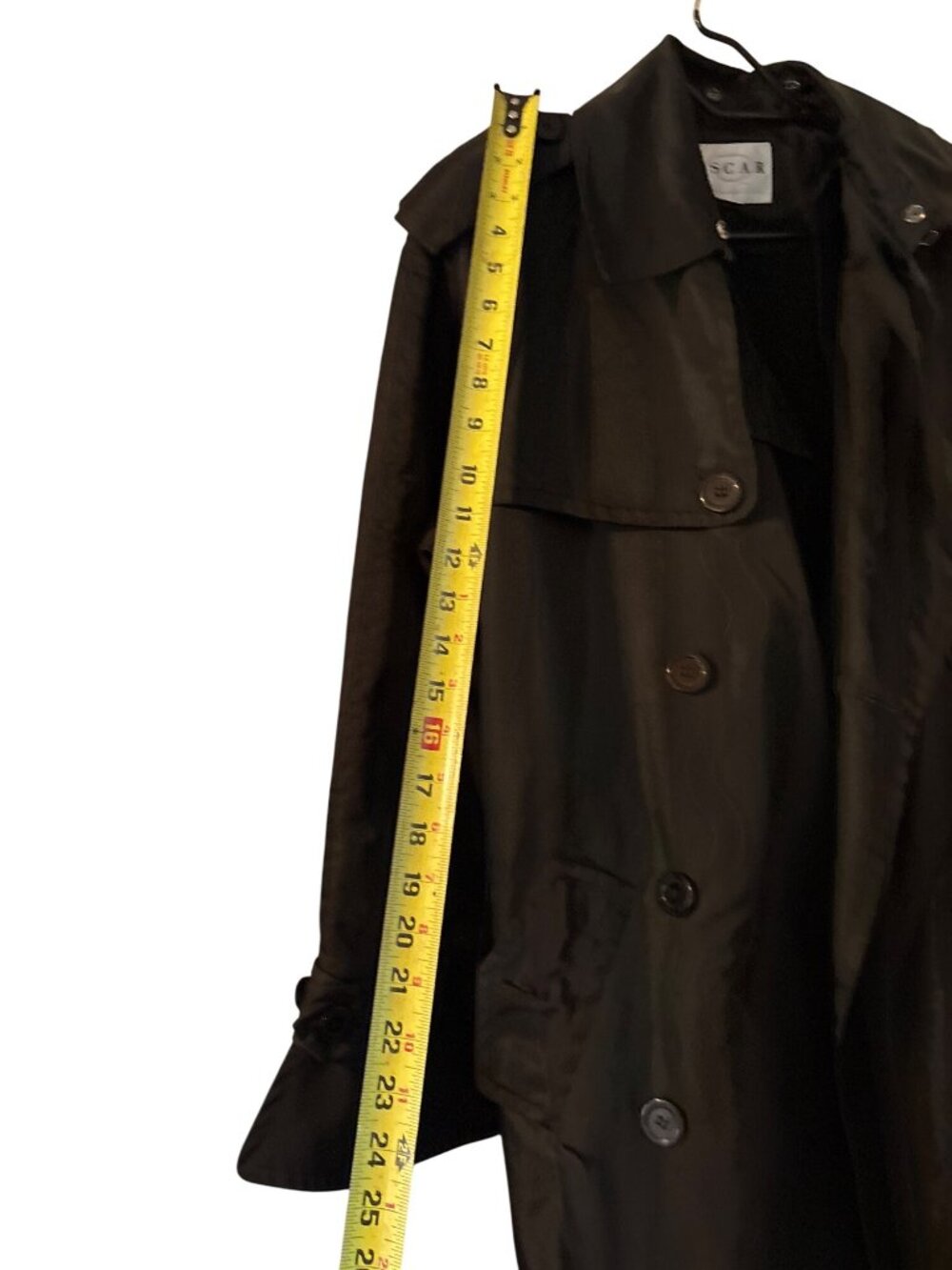 Vintage Oscar De La Renta Black Double-Breasted Trench Coat Size 8 Mob Wife - Picture 6 of 6
